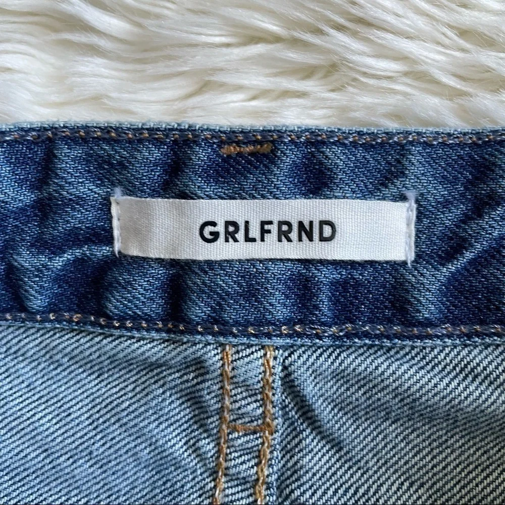 GRLFRND Skirt Blaire Split Pencil High Rise Distressed Mini in Faded Love 27 NWT